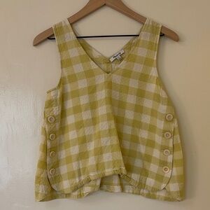 Madewell Woven citron-colored check swing tank top